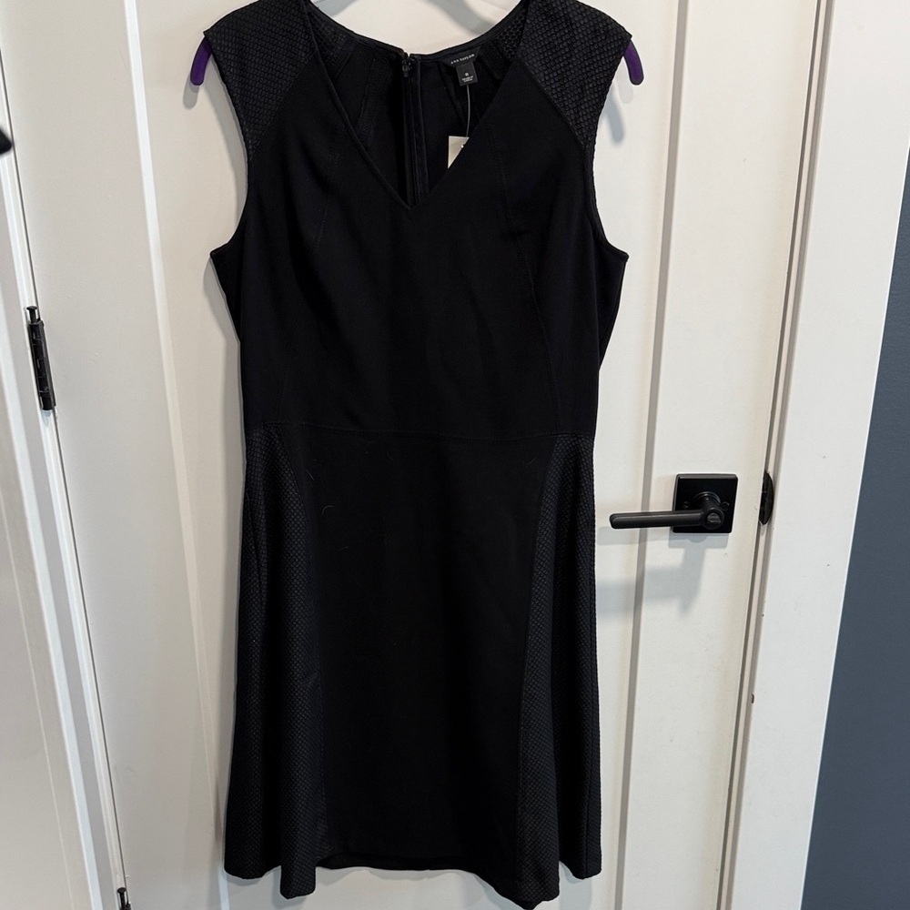 Ann Taylor Black Textured Midi Dress